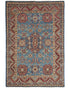 4x6 Blue Kuba Afghan Hand Knotted Wool Area Rug
